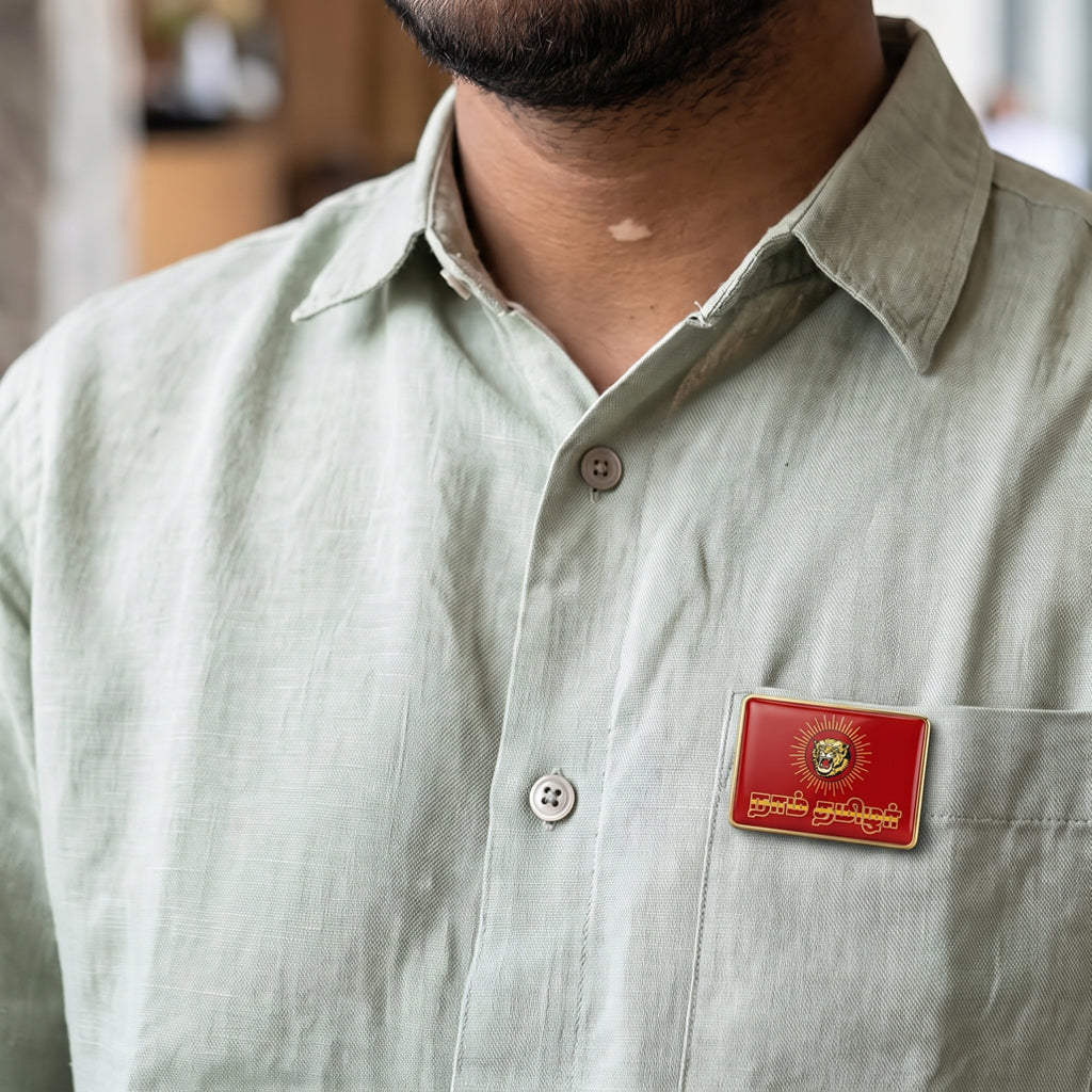 NTK Party Flag Metal Badge for Shirts | Naam Tamilar Katchi Shirt Magnets | 40mm x 28mm